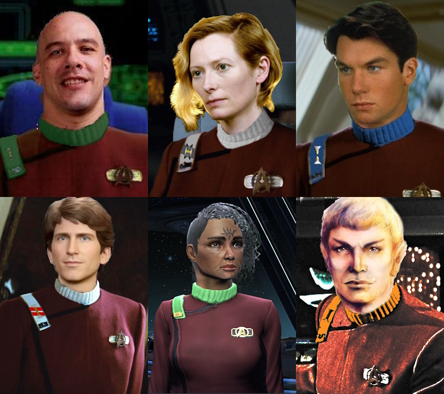 Portraits of the cast of Star Trek: The Black Cluster.