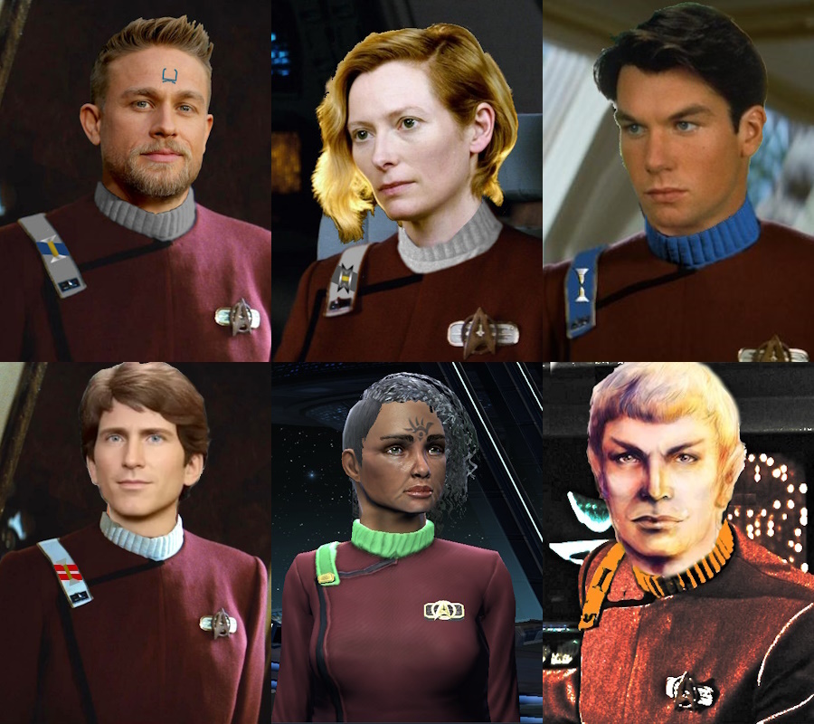 Portraits of the cast of Star Trek: The Black Cluster.